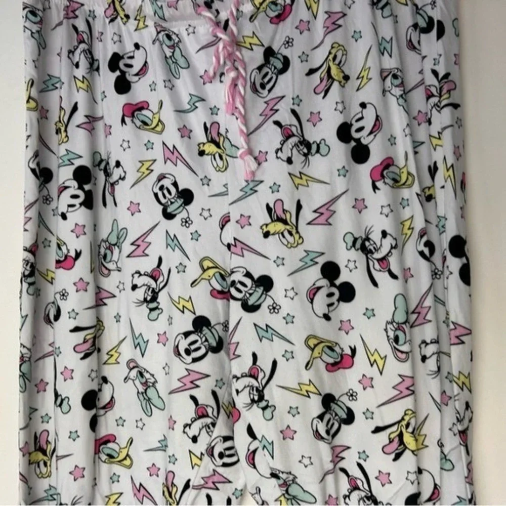 Disney Micky Minnie & Characters on White Pajama Pants‎ Medium - Picture 6 of 15